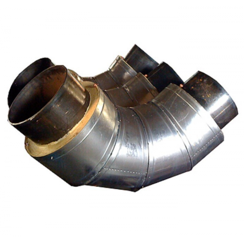 Отвод стальной ППУ ПЭ тип 2 90° Ст20 32х4х140х3х51 мм ГОСТ 8732-78