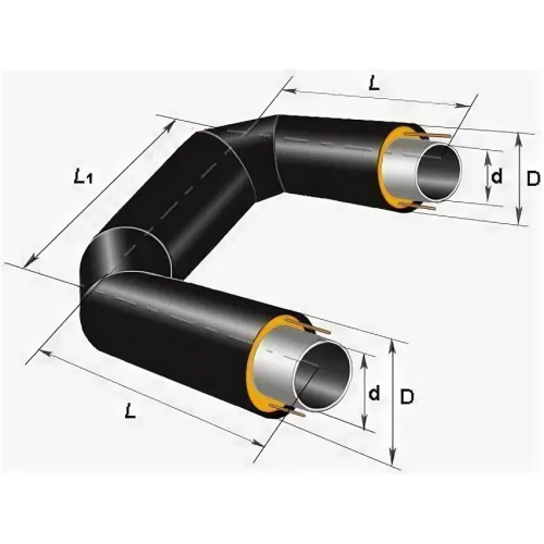 П-образный компенсатор ППУ ПЭ тип 1 Ст10 26,8х3,2х46,6х1000 мм ГОСТ 10704-91