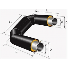 П-образный компенсатор ППУ ПЭ тип 1 Ст3сп 26,8х2,8х46,6х1000 мм ГОСТ 3262-75